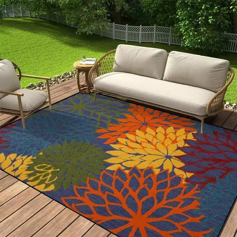 VIKAMA Modern Simple Floral Carpet Outdoor Tent Carpet Room Decoration Mat Bedroom Anti-Slip Foot Mat Home Decoration