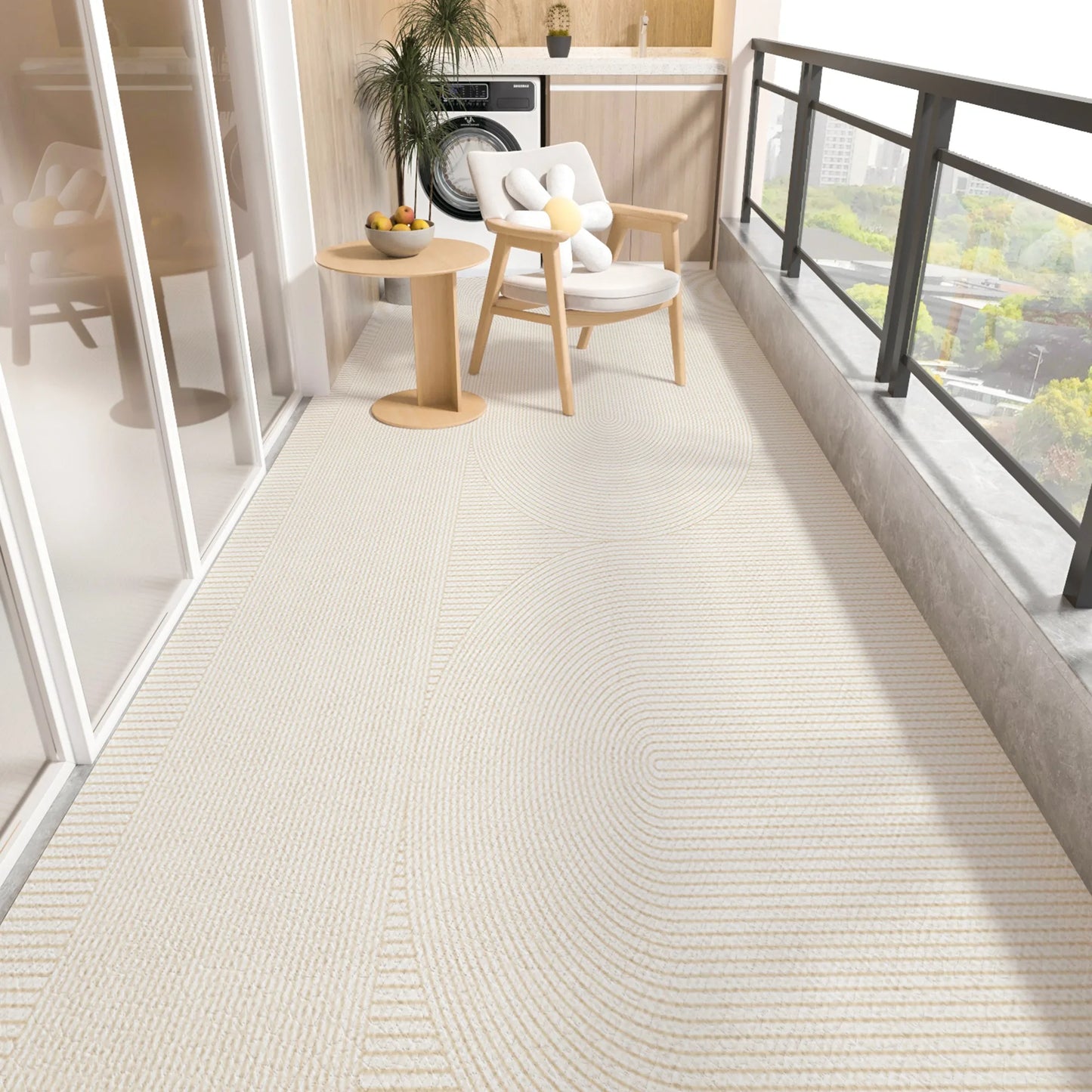 Balcony Floor Mat Pvc Leather Carpet Waterproof Non-slip Foot Mats Long Strip Big Size Rug Japanese Striped Home Decoration Rugs