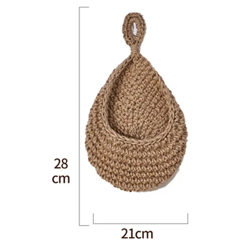 Handwoven Hanging Wall Fruit Vegetable Basket Organizer Container Decor for Kitchen Garden Mount Wall Flower Plant Onion Storage