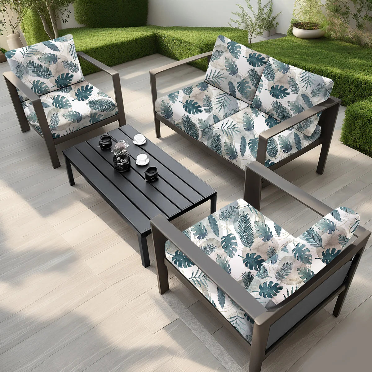 New Cross Border Set Outdoor Printed Sofa Cushion Cover Elastic Durable Milk Silk Fabric Single Seat Slipcover For Patio Garden