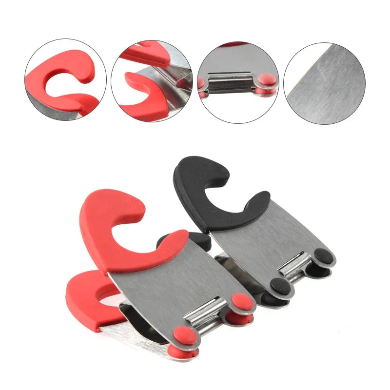 1Pcs Stainless Steel Pot Side Clips Anti-scalding Spoon Holder Kitchen Gadgets Rubber Kitchen Gadgets