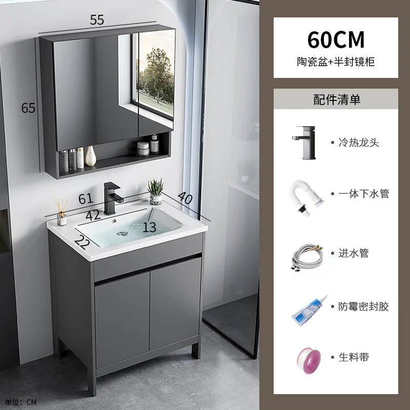 bathroom cabinet Combination bathroom Ceramic integrated double basin Deepening face washstand Customizable