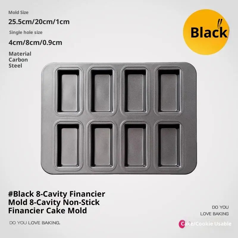 Non-Stick Baking Pan with 8 Molds, Home Use Mini Loaf Pans, Oven Compatible Toast, Muffin, and Cupcake Mold Baking Tools.