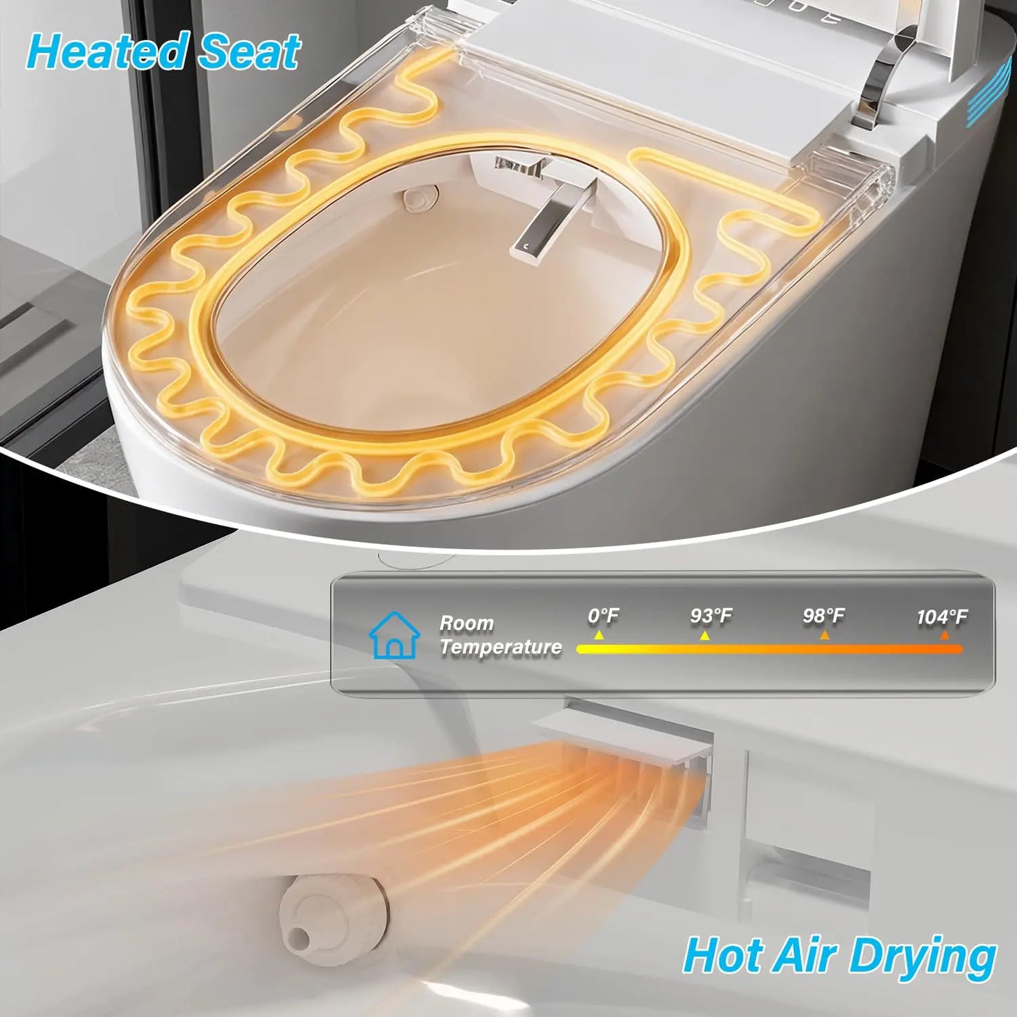 Luxury Smart Toilet with Bidet Built-in, Auto Open/Close, Dual Auto Power Flush, One Piece Elongated Toilet , Customized
