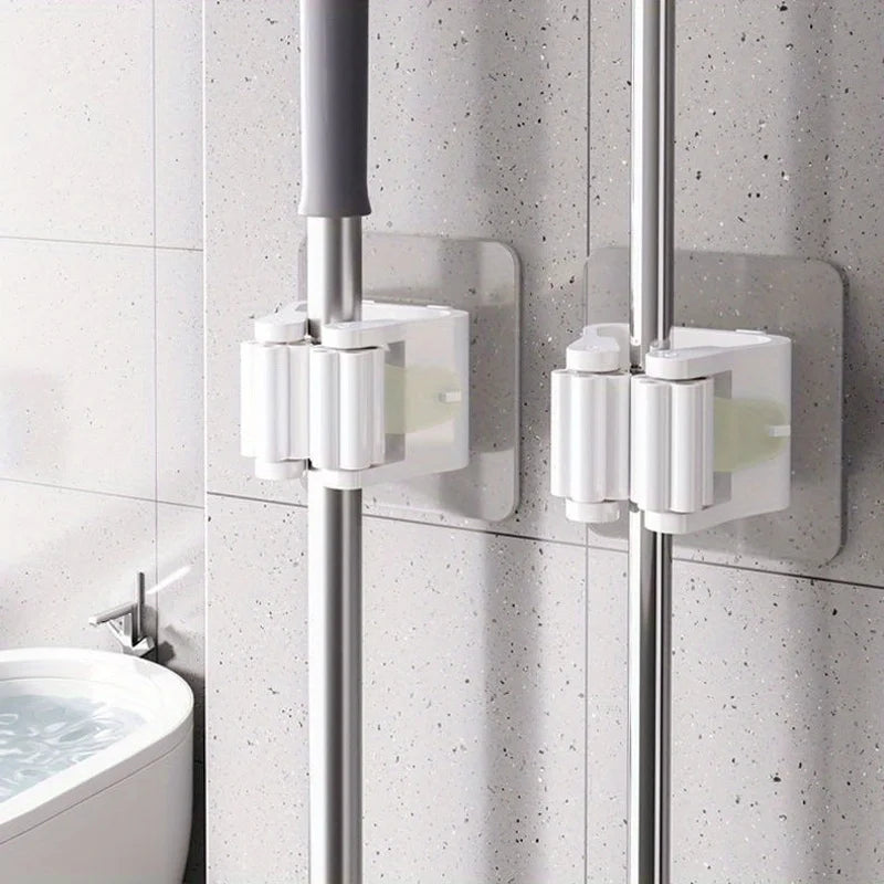3PCS Mop Clamp with Suction Hook - Effortless to Install, Heavy-Duty Grip, Perfect for Kitchen & Bathroom Organization