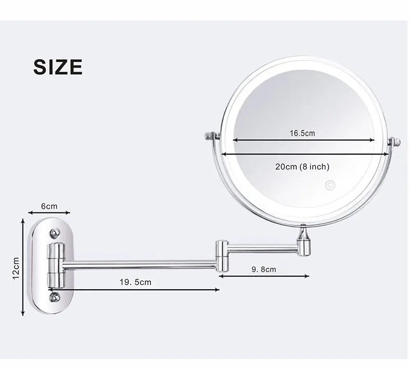 8 inch Makeup Mirror Matte Gold 3x/5x/7x/10x Magnifying Double Side USB Charging Bathroom 3 color light Cosmetic Mirrors