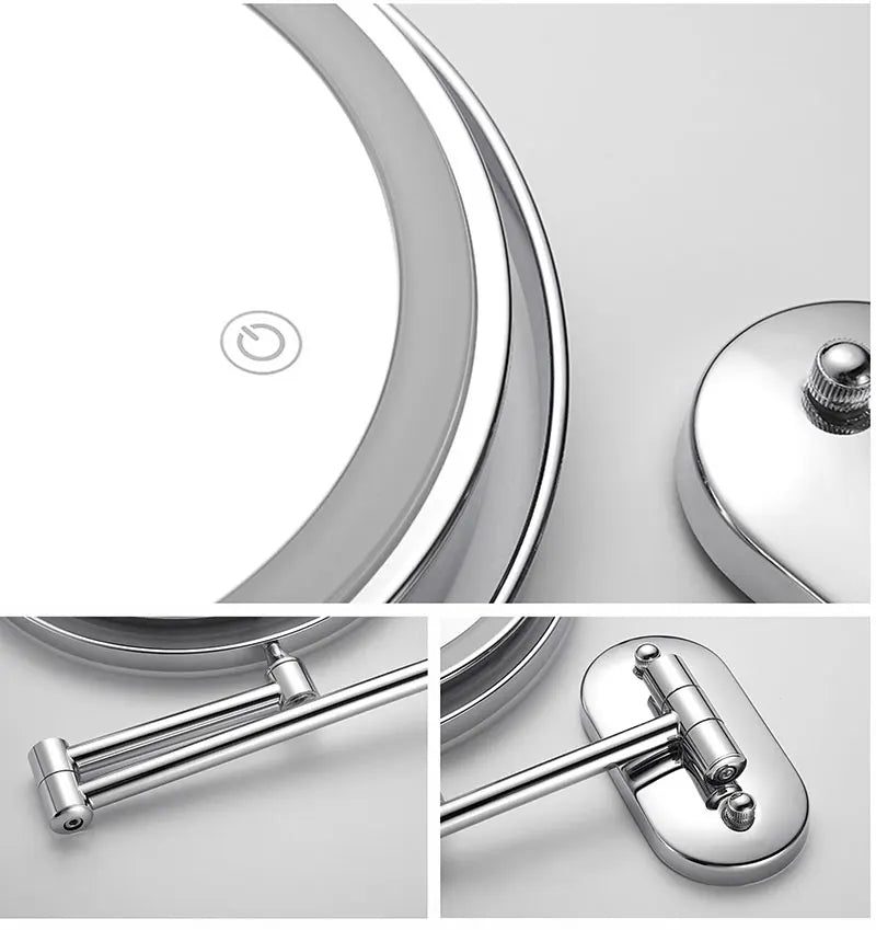 8 inch Makeup Mirror Matte Gold 3x/5x/7x/10x Magnifying Double Side USB Charging Bathroom 3 color light Cosmetic Mirrors