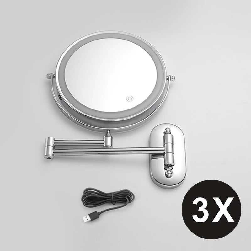 8 inch Makeup Mirror Matte Gold 3x/5x/7x/10x Magnifying Double Side USB Charging Bathroom 3 color light Cosmetic Mirrors