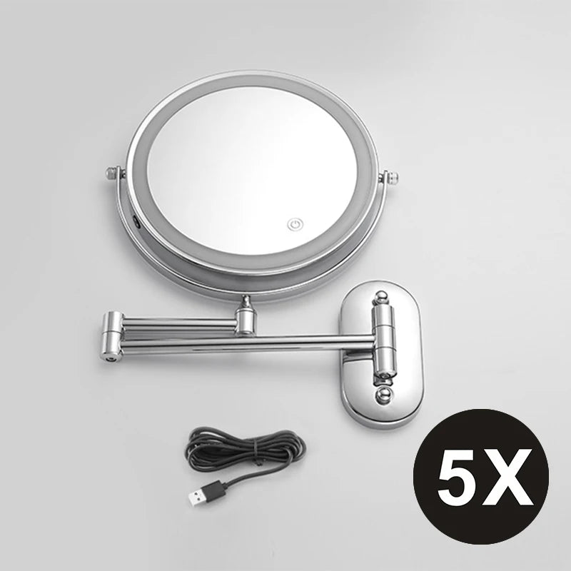 8 inch Makeup Mirror Matte Gold 3x/5x/7x/10x Magnifying Double Side USB Charging Bathroom 3 color light Cosmetic Mirrors