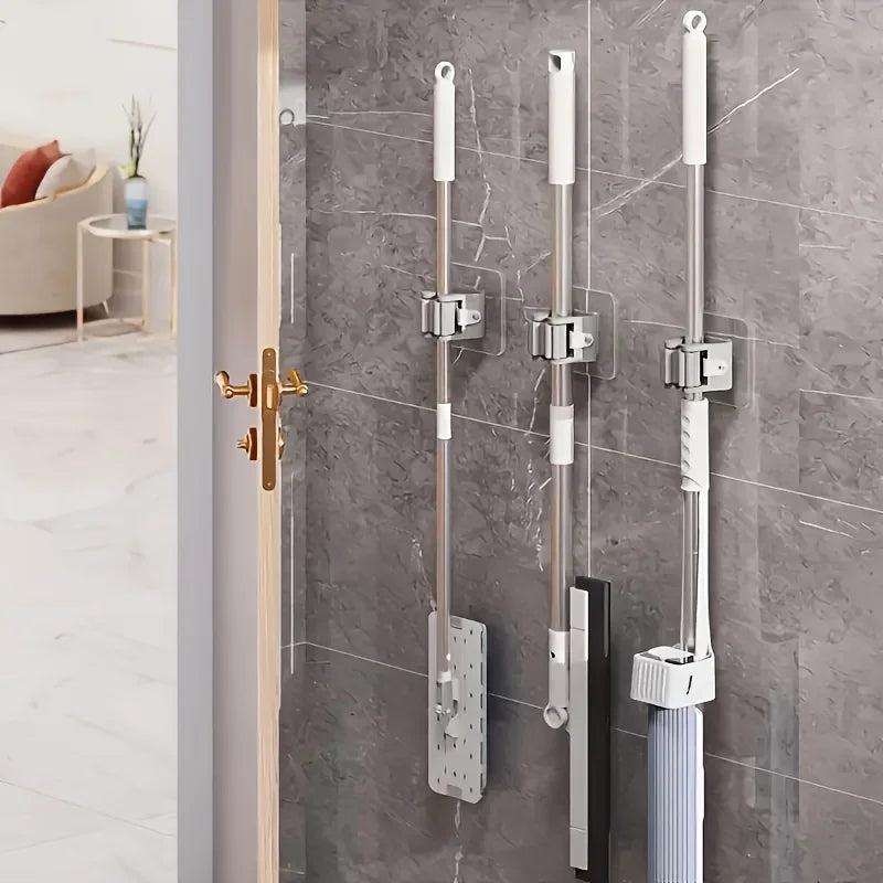 3PCS Mop Clamp with Suction Hook - Effortless to Install, Heavy-Duty Grip, Perfect for Kitchen & Bathroom Organization