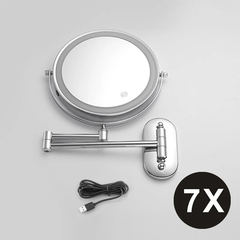 8 inch Makeup Mirror Matte Gold 3x/5x/7x/10x Magnifying Double Side USB Charging Bathroom 3 color light Cosmetic Mirrors