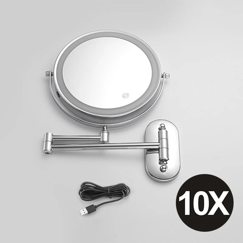 8 inch Makeup Mirror Matte Gold 3x/5x/7x/10x Magnifying Double Side USB Charging Bathroom 3 color light Cosmetic Mirrors