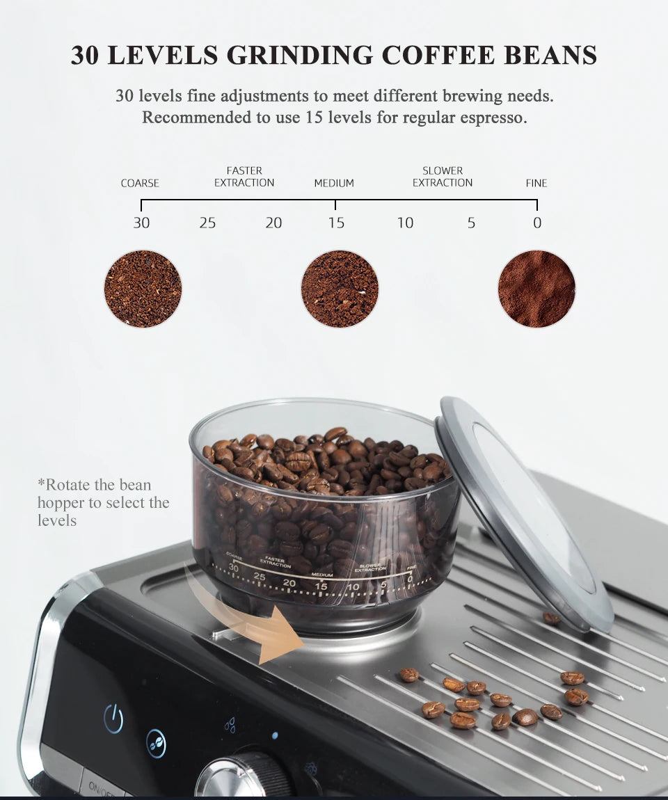 HiBREW  Barista Pro 20Bar Bean to Espresso,Cafetera  Commercial Level Coffee Machine with Full Kit for Cafe Hotel Restaurant H7