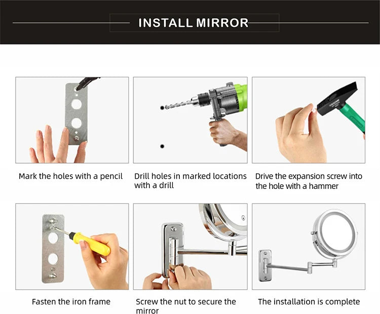 8 inch Makeup Mirror Matte Gold 3x/5x/7x/10x Magnifying Double Side USB Charging Bathroom 3 color light Cosmetic Mirrors