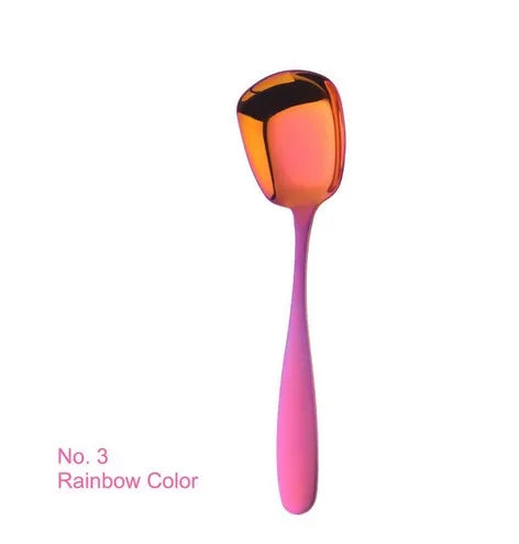 1PC Stainless Steel Rice Spoon S M L Square Spoon Ladle Gold Dessert Ice Cream Table Spoon for Kids Restaurant Kitchen Tableware