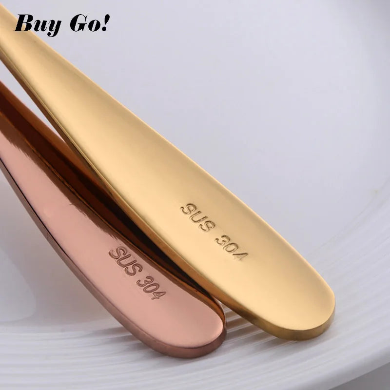 1PC Stainless Steel Rice Spoon S M L Square Spoon Ladle Gold Dessert Ice Cream Table Spoon for Kids Restaurant Kitchen Tableware