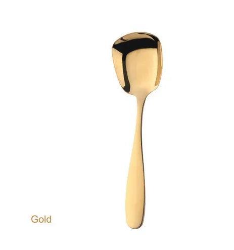 1PC Stainless Steel Rice Spoon S M L Square Spoon Ladle Gold Dessert Ice Cream Table Spoon for Kids Restaurant Kitchen Tableware