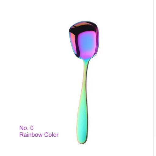 1PC Stainless Steel Rice Spoon S M L Square Spoon Ladle Gold Dessert Ice Cream Table Spoon for Kids Restaurant Kitchen Tableware