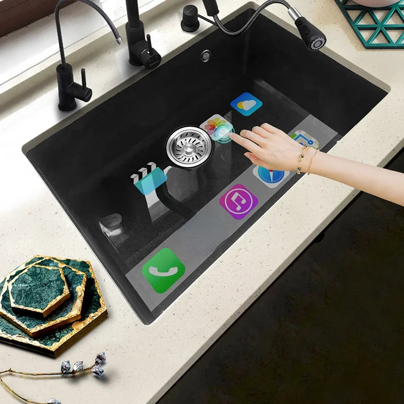 Kitchen Quartz Sink Single Washing Basin under