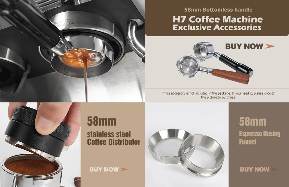 HiBREW  Barista Pro 20Bar Bean to Espresso,Cafetera  Commercial Level Coffee Machine with Full Kit for Cafe Hotel Restaurant H7