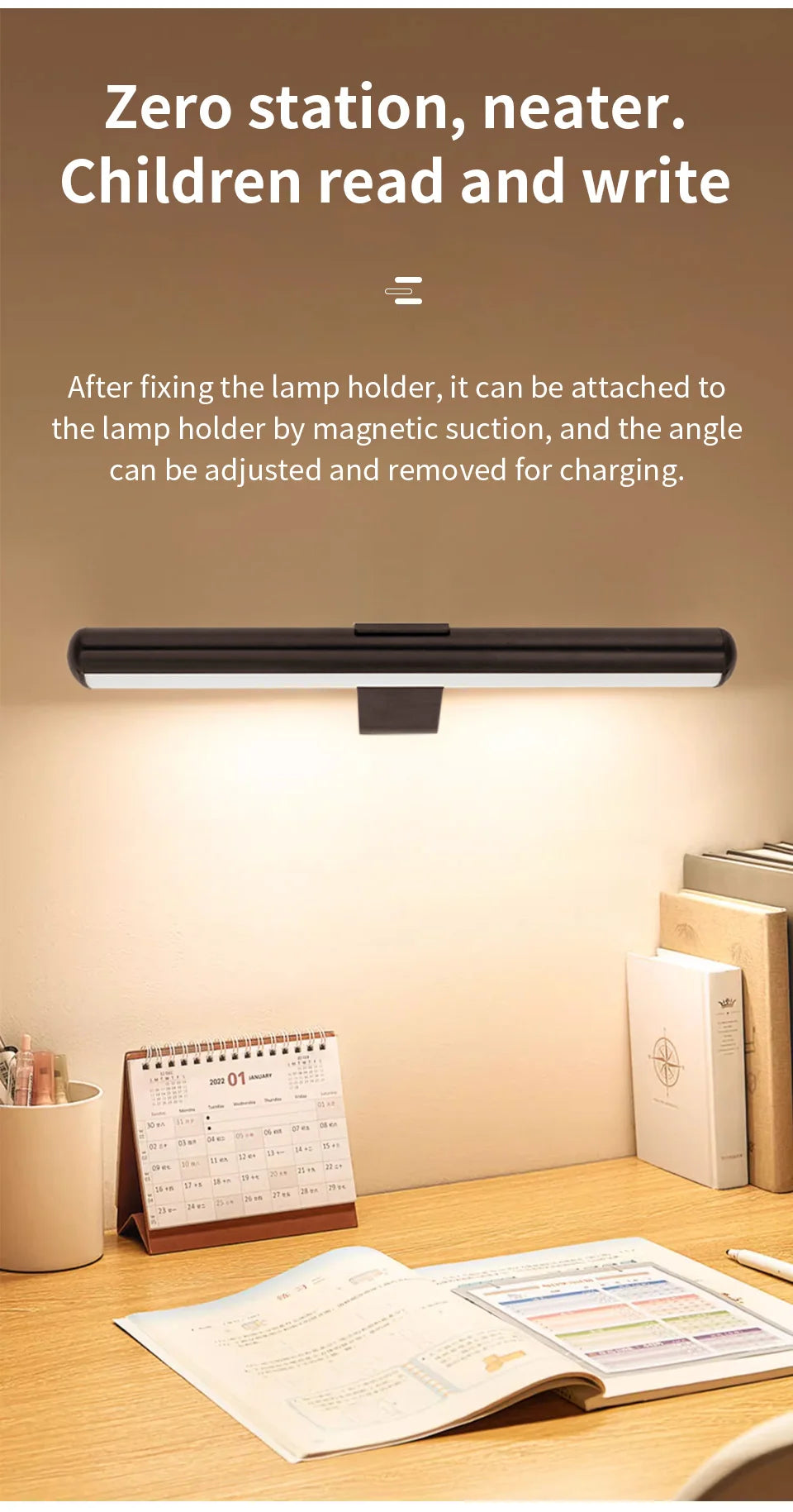 3600mAh LED Wall Light with Magnetic Suction Rechargeable Remote Control Three-Color Stepless Dimming Mirror Front Design