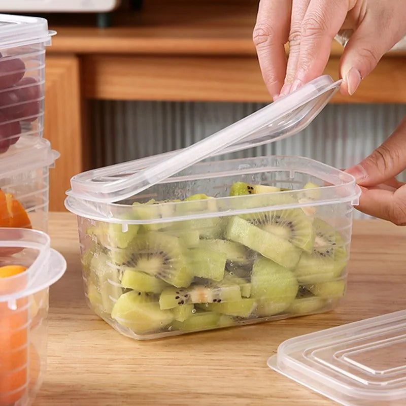 Refrigerator Storage Box Freezing Vegetable Fruit Fridge Organizer Freeze Meat Fresh-Keeping Box with Lid for Kitchen Storage