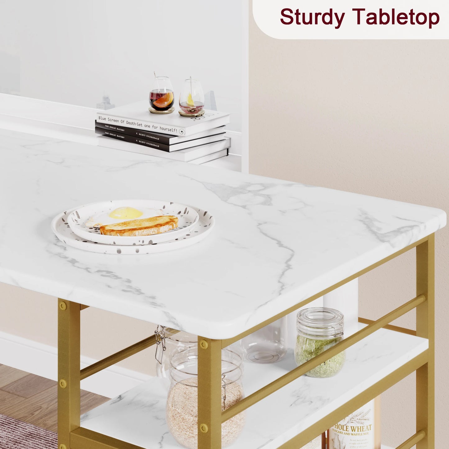 3 Pcs Dining Table and Chairs Set Space-Saving Bar Table with 2 PU Cushioned Stools for Breakfast Nook Small Spaces Dining Room
