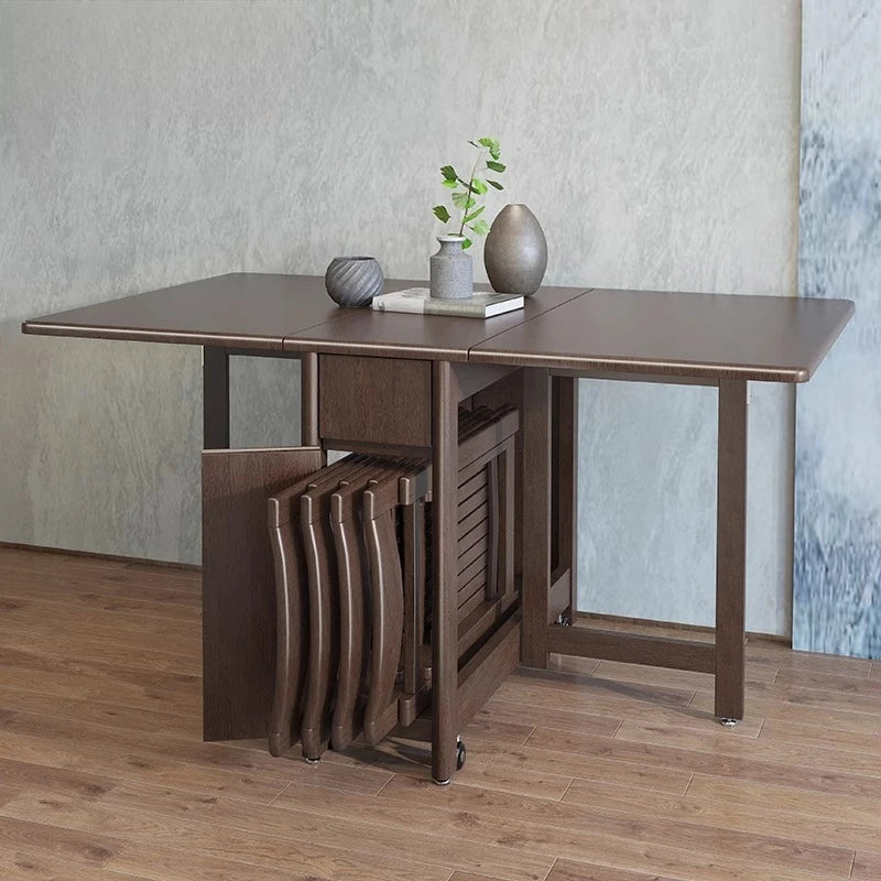 Wooden Folding Dining Table Storage Modern Mobile Family Dining Table Office Receive Conjuntos De Salas De Jantar Furnitures
