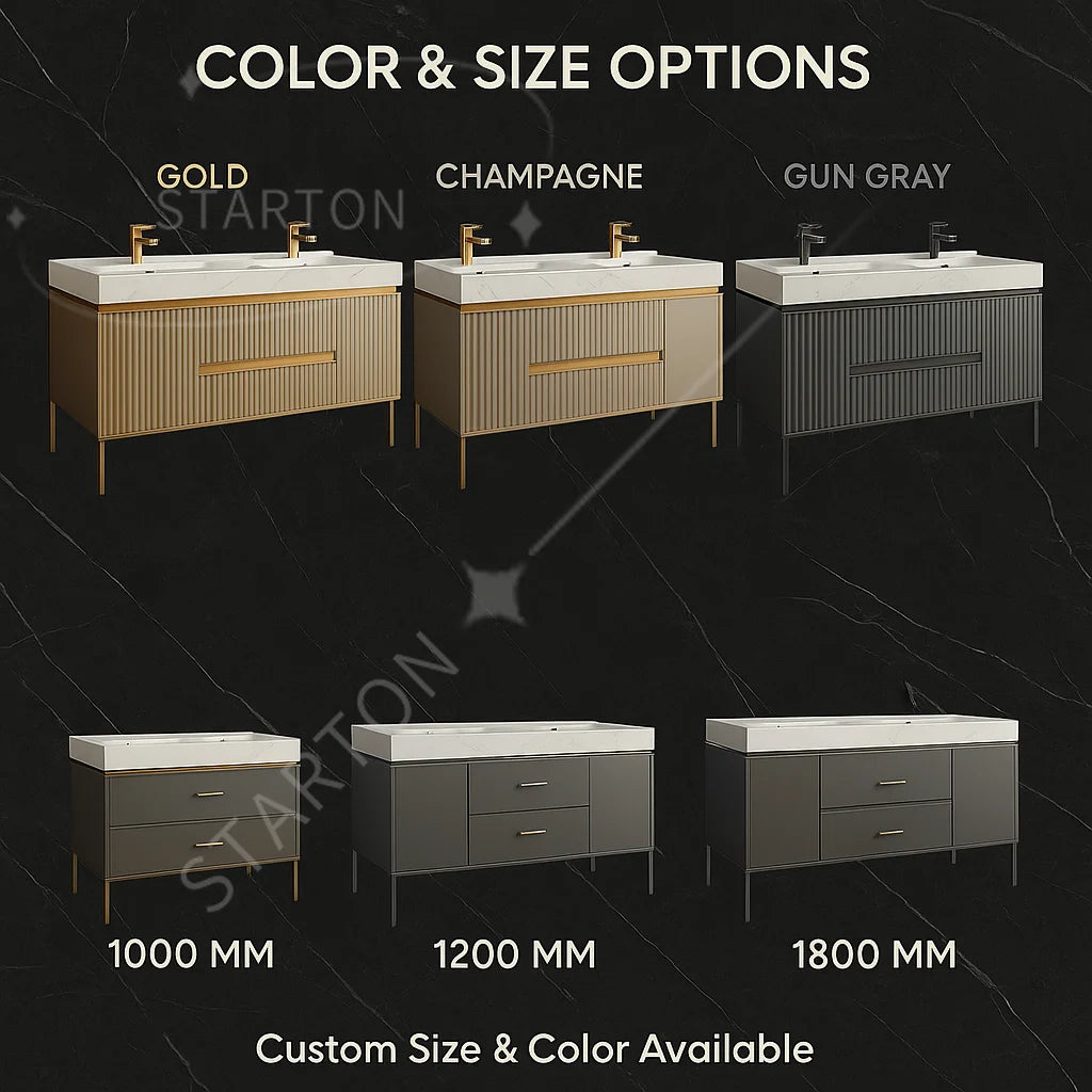 Luxury Countertop Double Basin Vanity Sink Bathroom Stainless Steel Marble Countertop Bathroom Cabinets Vanities