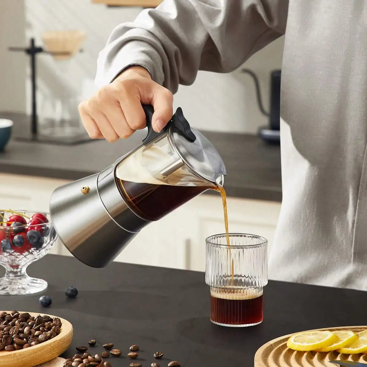Mocha Coffee Pots Italian Aluminum Octagonal Pot Coffee Cup Maker Tea Maker Portable Coffee Maker