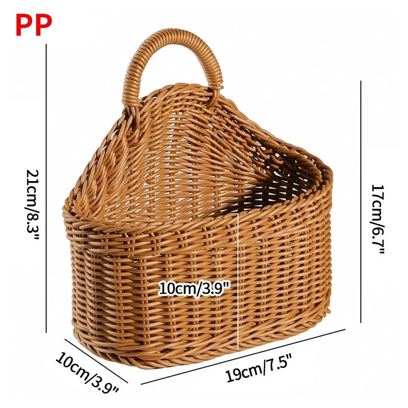 Kitchen Storage Basket with Handle Woven Hanging Baskets for Living Room Fruit Sundries Organizer Home Decor Hand-woven Baskets