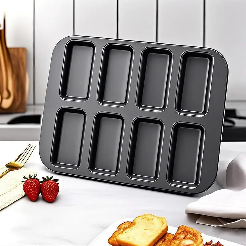 Non-Stick Baking Pan with 8 Molds, Home Use Mini Loaf Pans, Oven Compatible Toast, Muffin, and Cupcake Mold Baking Tools.