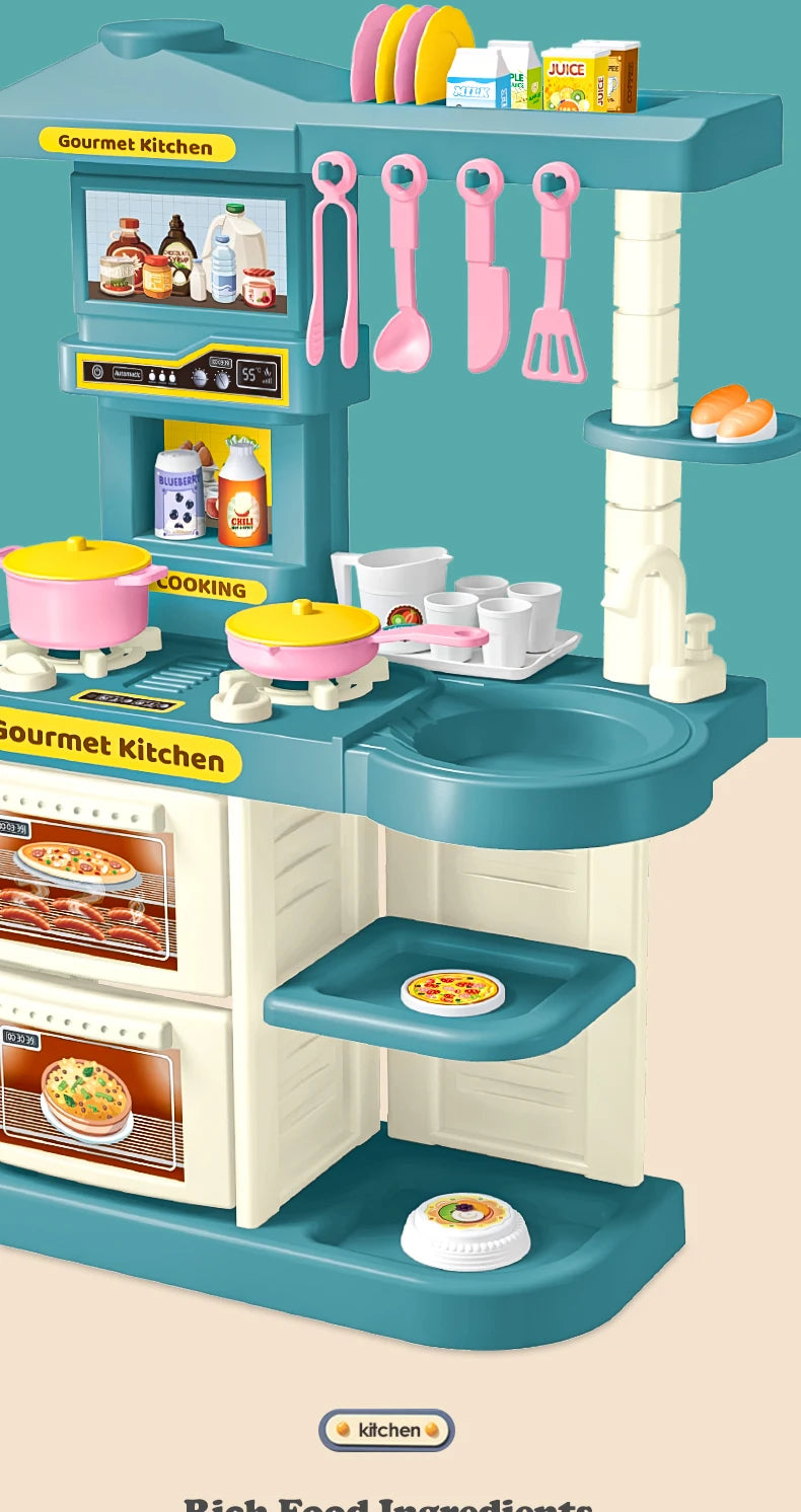 Kids Play Kitchen Accessories, Playset Toys Kitchen Foods Pans Milk Pots Breads Fork for Kid 3+ Boys and Girls