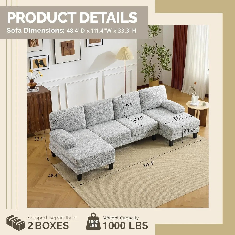 Sectional Couch with Chaise, Affordable Small Sofa,Chenille Fabric Comfy Couches for Living Room,Customized