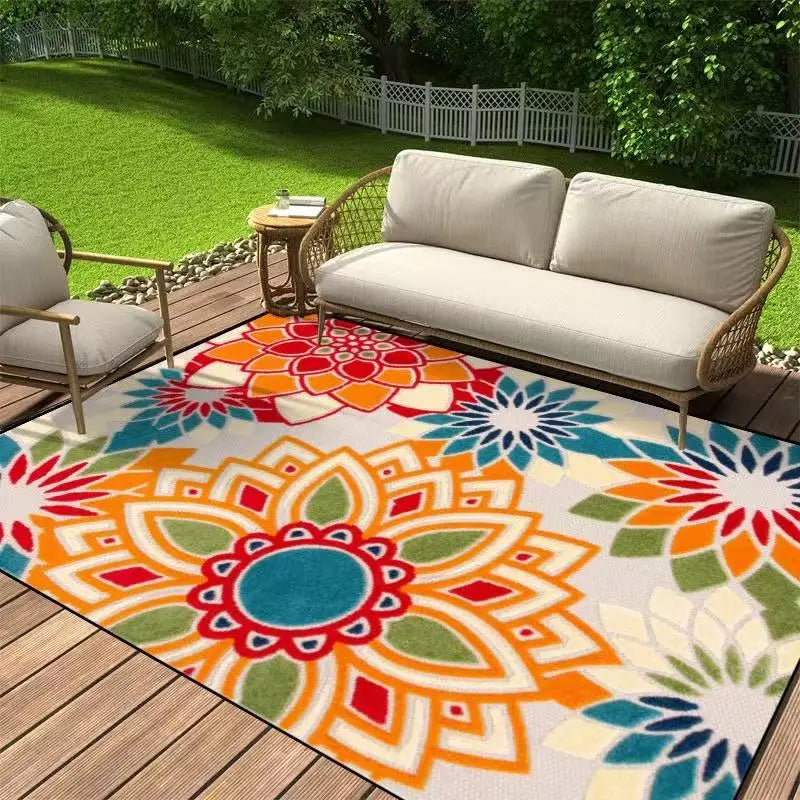 VIKAMA Modern Simple Floral Carpet Outdoor Tent Carpet  Room Decoration Mat Bedroom Anti-Slip Foot Mat Home Decoration