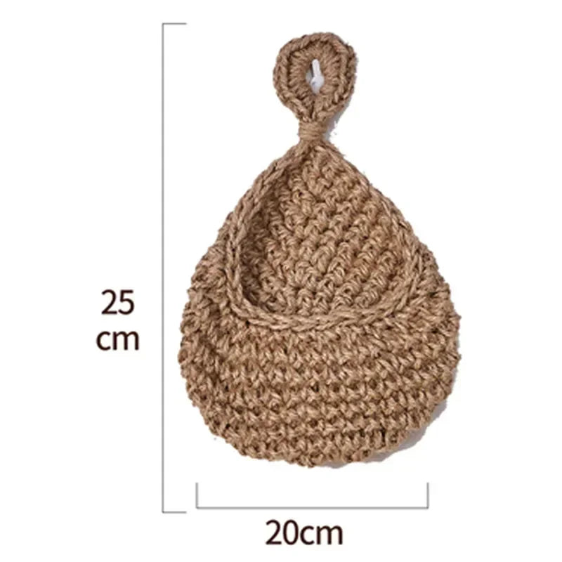 Handwoven Hanging Wall Fruit Vegetable Basket Organizer Container Decor for Kitchen Garden Mount Wall Flower Plant Onion Storage