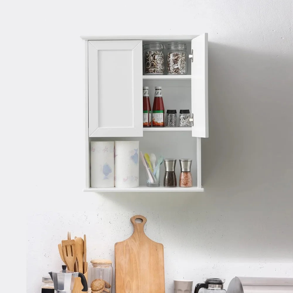 Hot-sellingwooden over-the-toilet wall cabinet with mdf material, 23x29", buffering hinges, and adjustable shelves