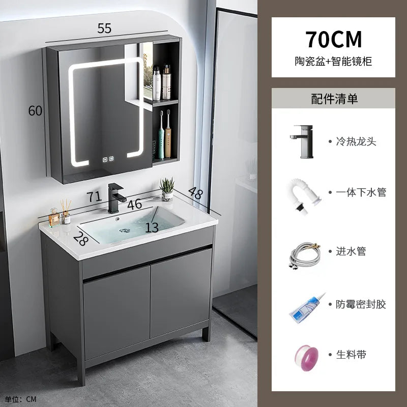 bathroom cabinet Combination bathroom Ceramic integrated double basin Deepening face washstand Customizable