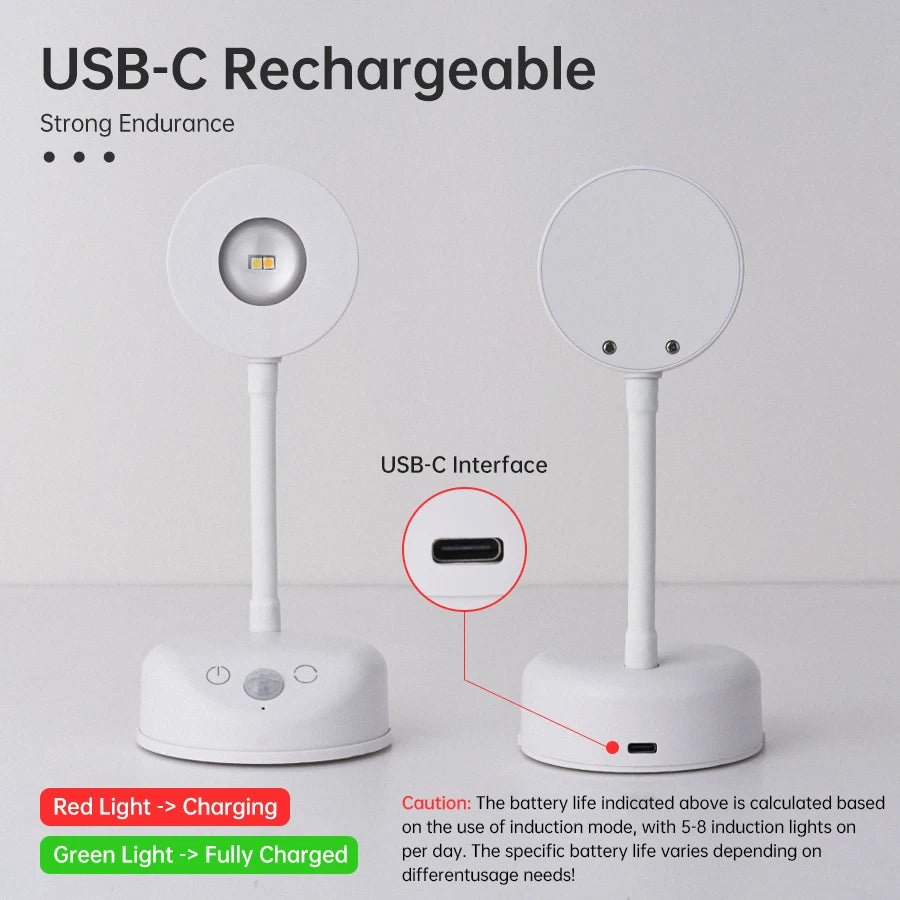 Wall Lamp Rechargeable Intelligent Human Sensing Wireless Night Light Dimmable LED Spotlights for Decoration Painting Lighting