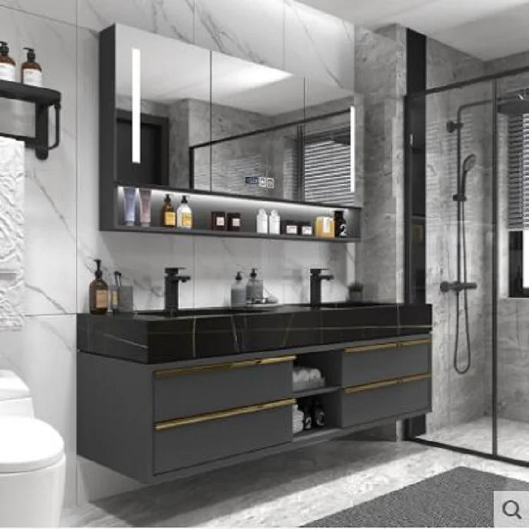 60-Inch double sink basin bathroom vanity, suitable for family hotel or apartment use