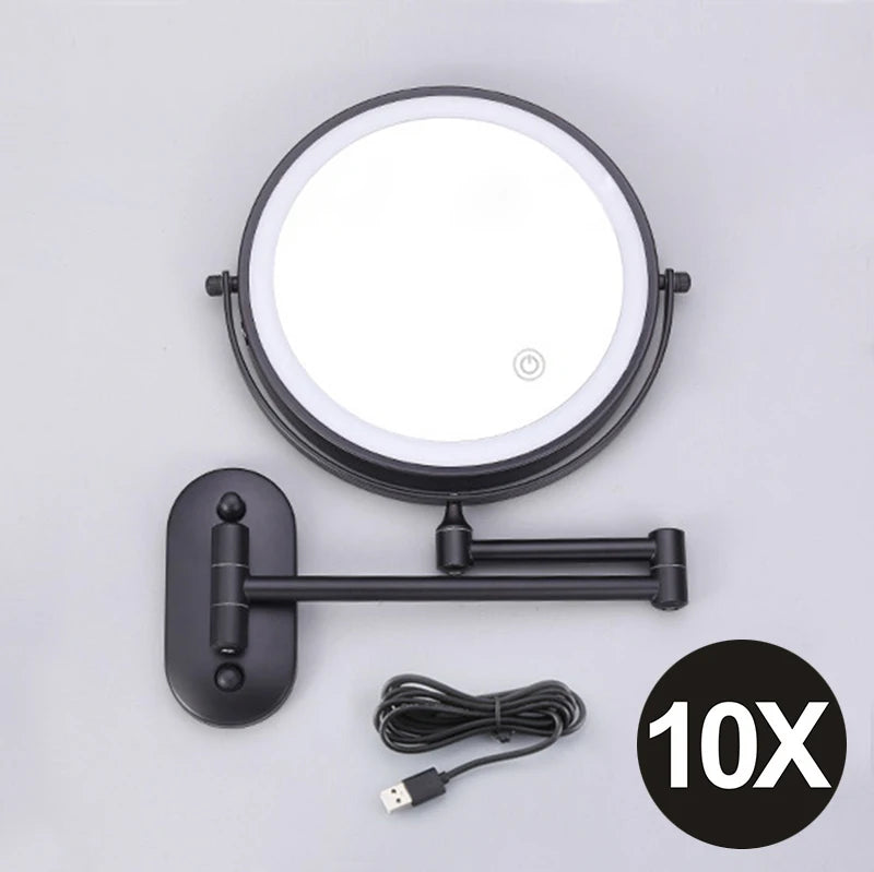 8 inch Makeup Mirror Matte Gold 3x/5x/7x/10x Magnifying Double Side USB Charging Bathroom 3 color light Cosmetic Mirrors