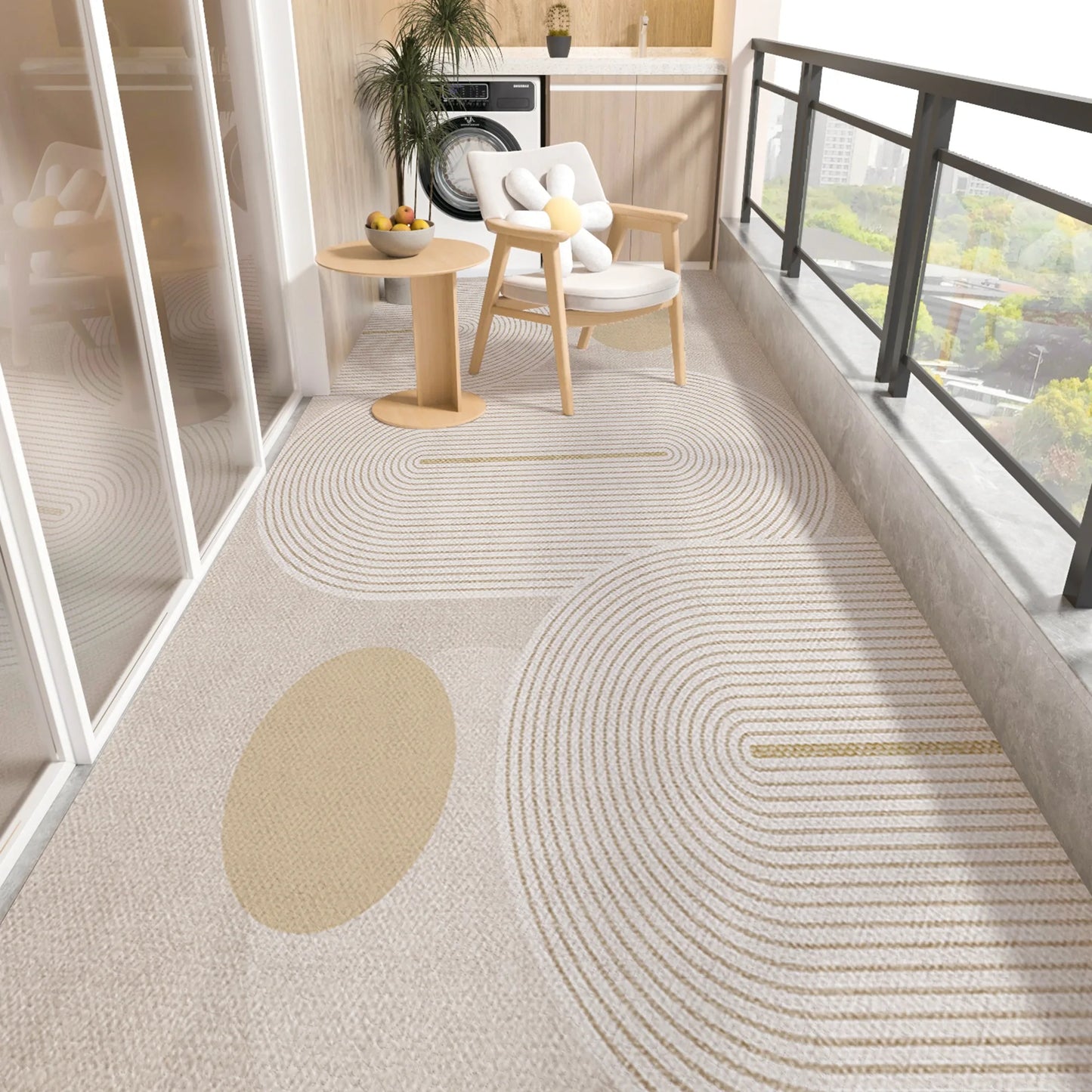 Balcony Floor Mat Pvc Leather Carpet Waterproof Non-slip Foot Mats Long Strip Big Size Rug Japanese Striped Home Decoration Rugs
