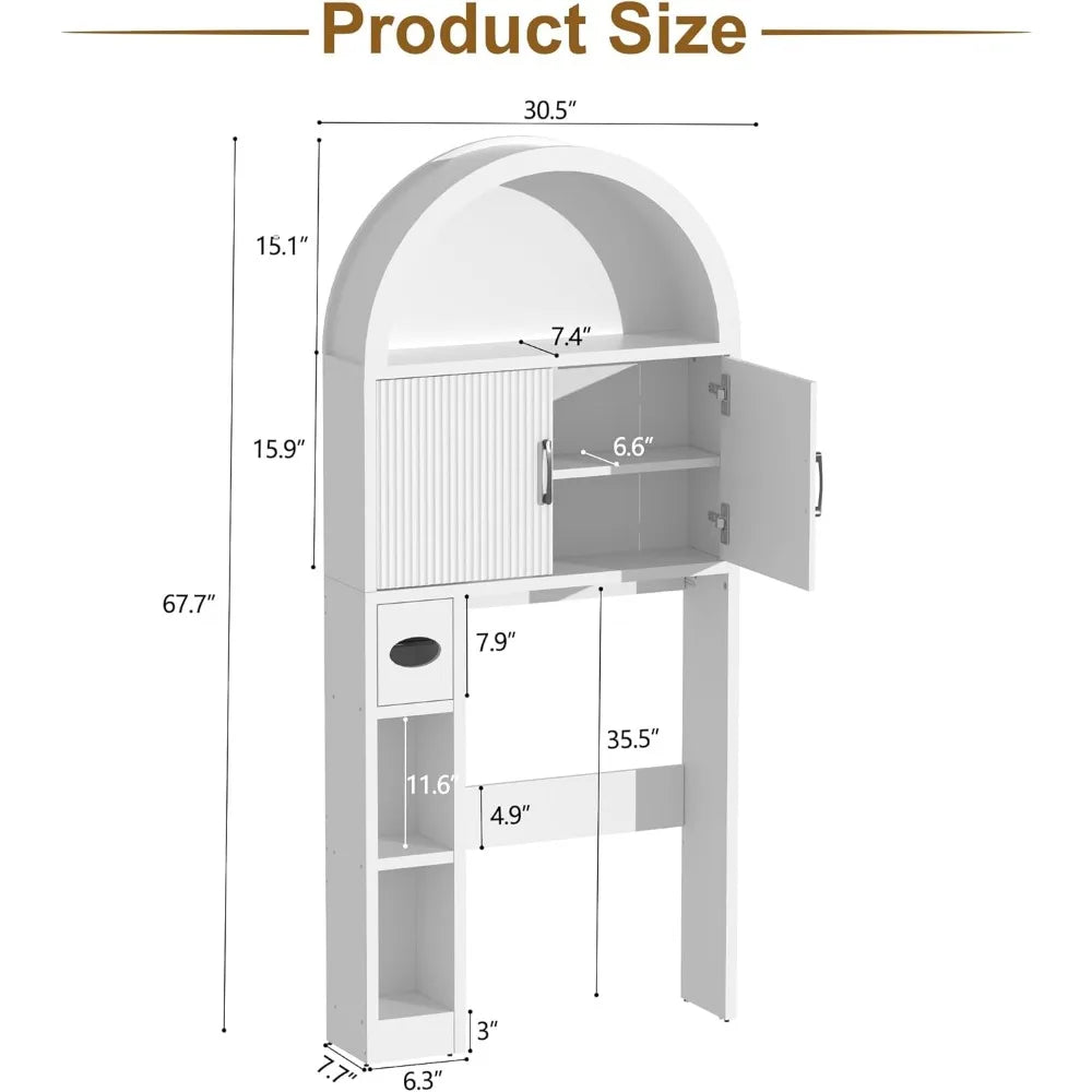 Bestseller"freestanding toilet-top storage cabinet with adjustable shelves and anti-tip feature, arched design"