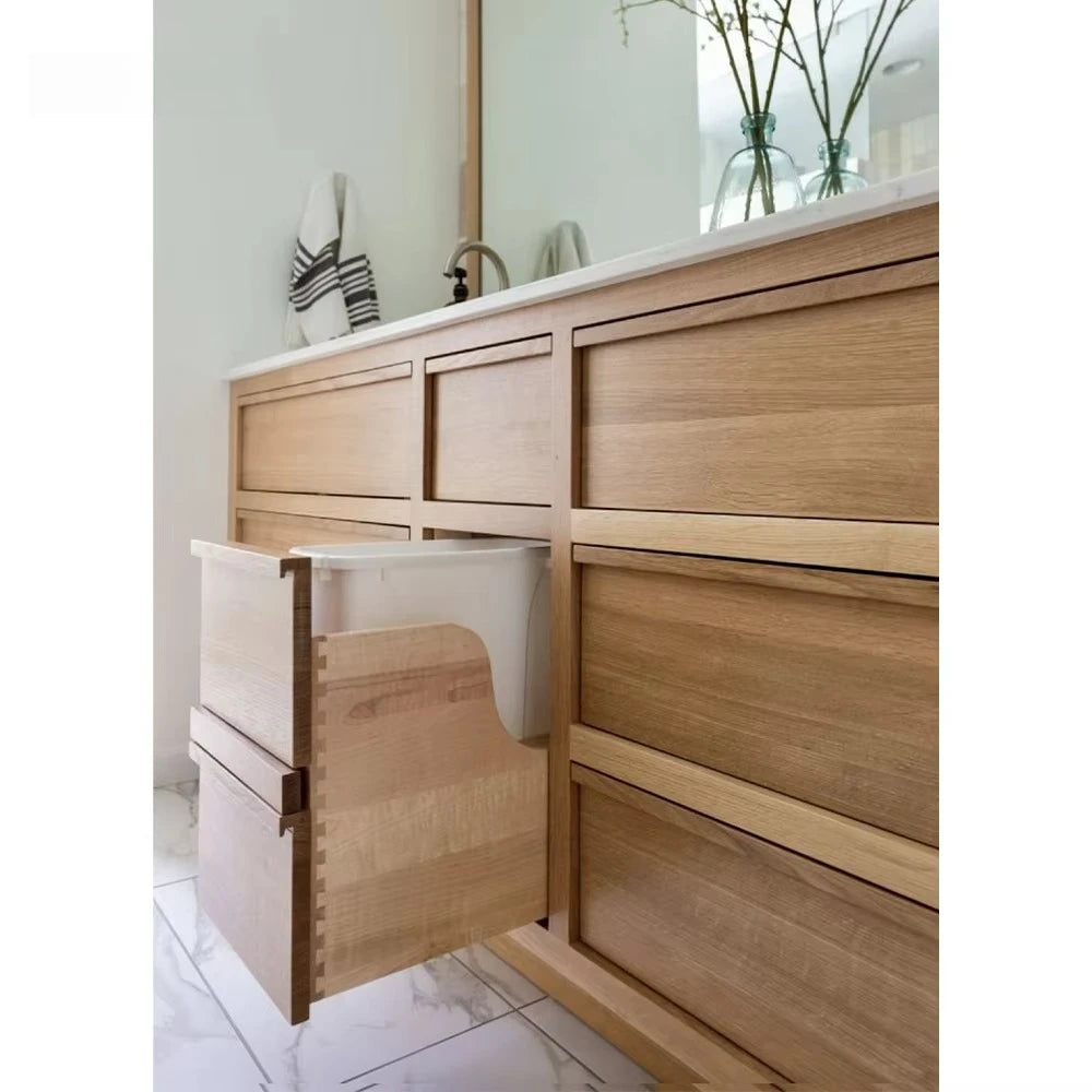 New Design Fluted Wooden Bathroom Cabinet with Slim Shaker RTA Vanity Cabinetry with Soft Closing System for Home or Villa