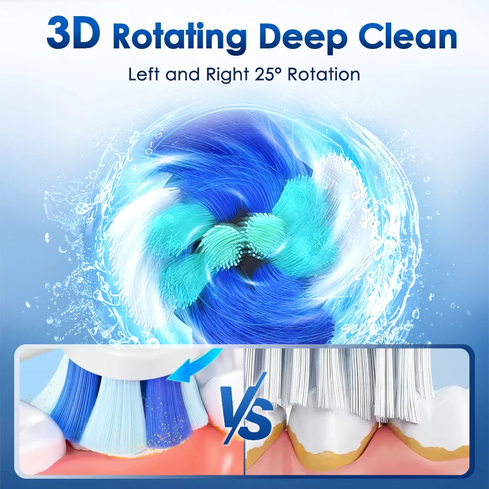 Rotating Electric Toothbrush, 5 Cleaning Modes Timer Clean Teeth Whitening, USB Rechargeable Toothbrush with Replaced Heads