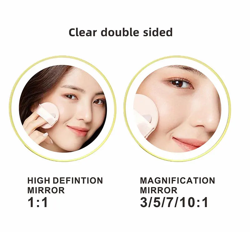 8 inch Makeup Mirror Matte Gold 3x/5x/7x/10x Magnifying Double Side USB Charging Bathroom 3 color light Cosmetic Mirrors