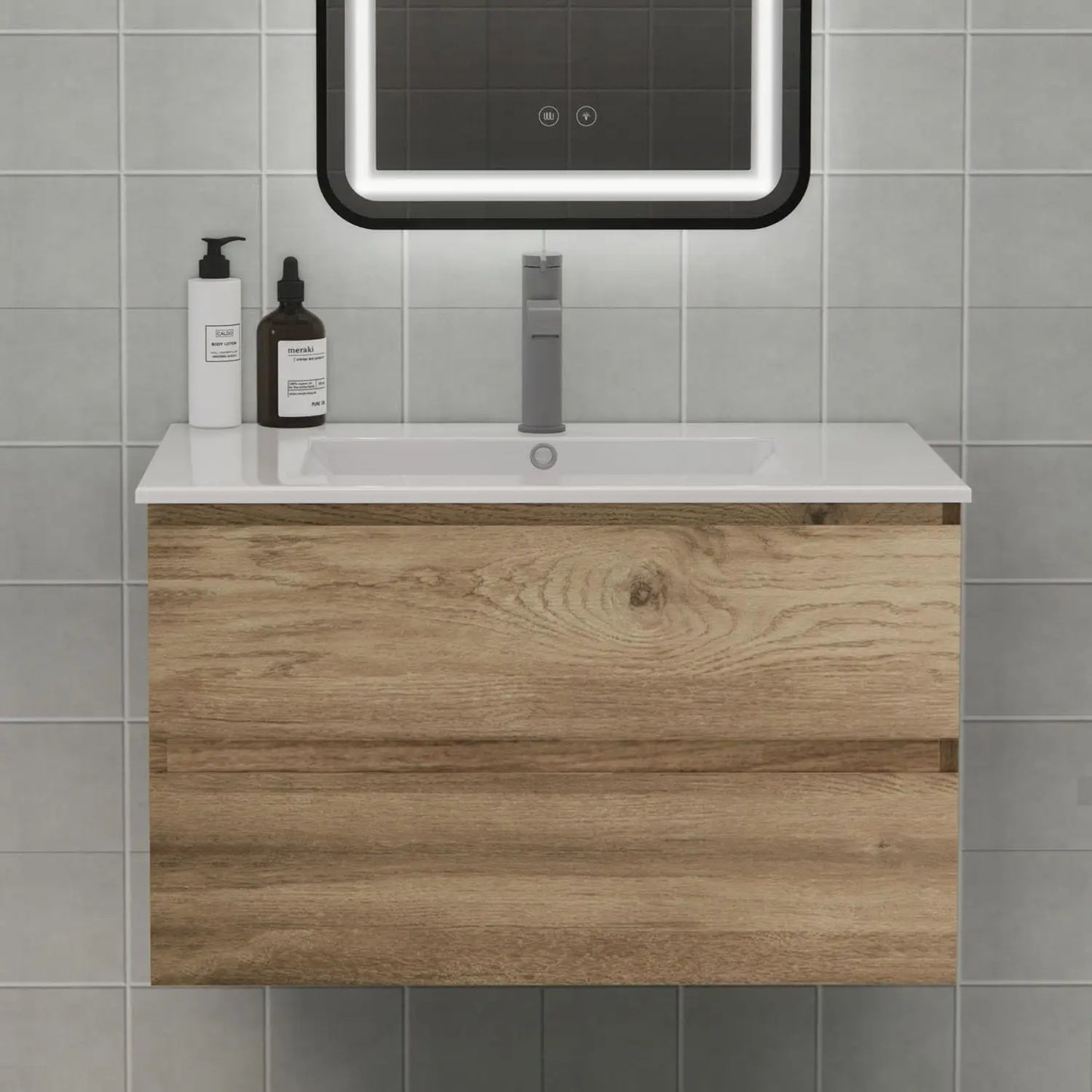 30" Space-Saving Floating Bathroom Vanity with Sink Moisture-Resistant MDF 2 Soft-Close Drawers Modern Bathrooms Customized