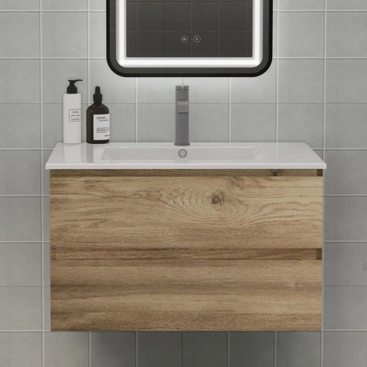 30" Space-Saving Floating Bathroom Vanity with Sink Moisture-Resistant MDF 2 Soft-Close Drawers Modern Bathrooms Customized