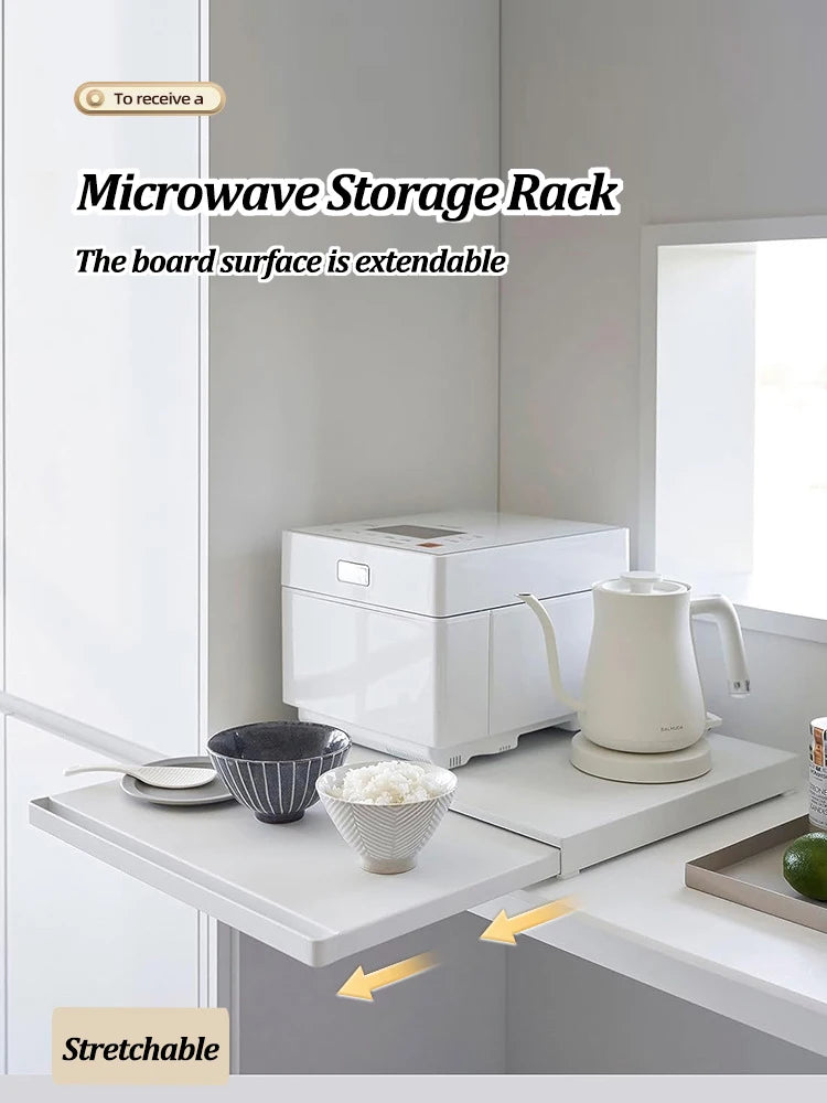 Kitchen Microwave Drawer Storage Rack Oven Tableware Bottom Pull-out Storage Shelf Partition Holders Kitchenware Organizer