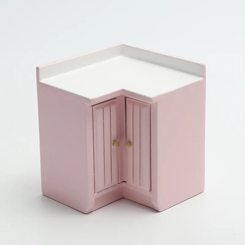 Dollhouse Mini Cooking Table Sink Counter Set Cabinets Combination 1:12 Miniature Kitchen Miniature Models Home Decor Figurines